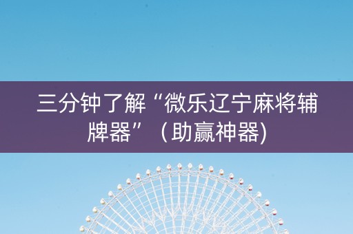 三分钟了解“微乐辽宁麻将辅牌器”（助赢神器)