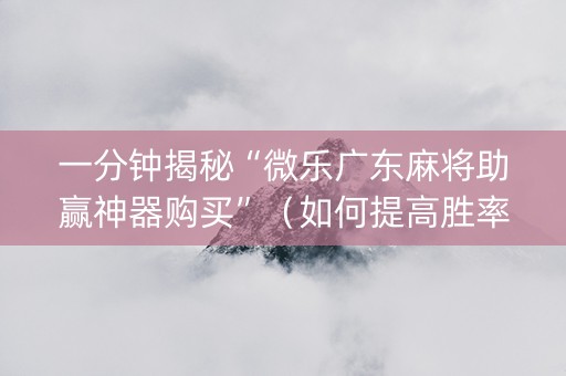 一分钟揭秘“微乐广东麻将助赢神器购买”（如何提高胜率)