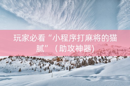 玩家必看“小程序打麻将的猫腻”（助攻神器)