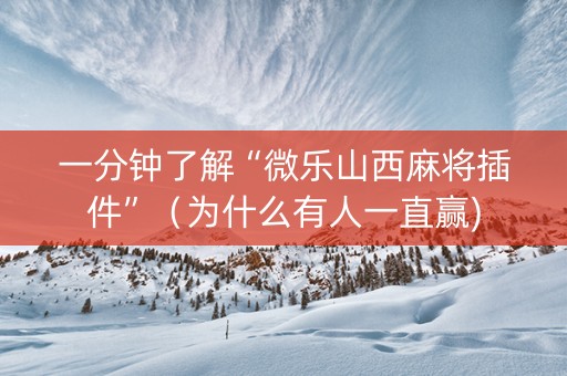 一分钟了解“微乐山西麻将插件”（为什么有人一直赢)