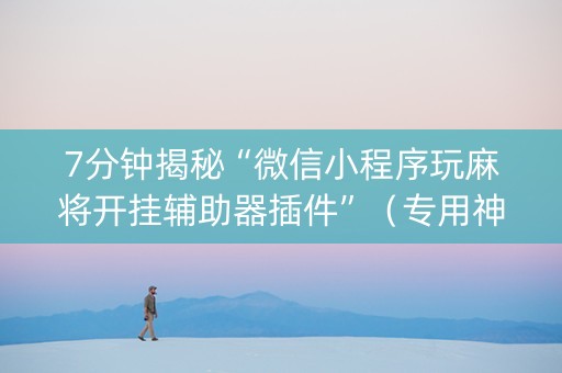 7分钟揭秘“微信小程序玩麻将开挂辅助器插件”（专用神器)