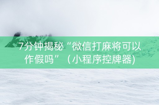 7分钟揭秘“微信打麻将可以作假吗”（小程序控牌器)