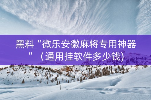 黑料“微乐安徽麻将专用神器”（通用挂软件多少钱)