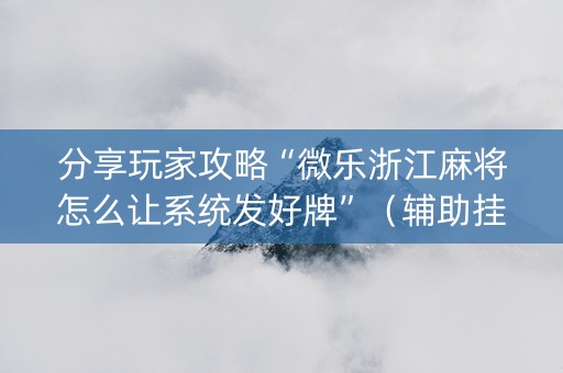 分享玩家攻略“微乐浙江麻将怎么让系统发好牌”（辅助挂发牌规律)