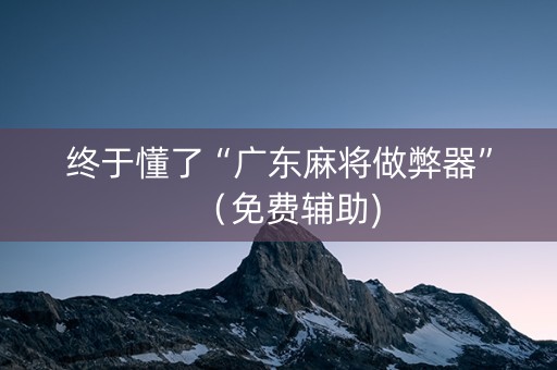 终于懂了“广东麻将做弊器”（免费辅助)