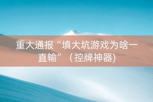 重大通报“填大坑游戏为啥一直输”（控牌神器)