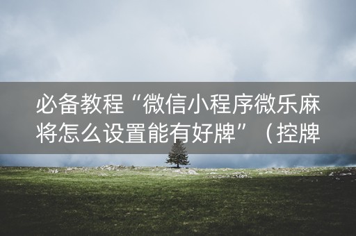 必备教程“微信小程序微乐麻将怎么设置能有好牌”（控牌神器)