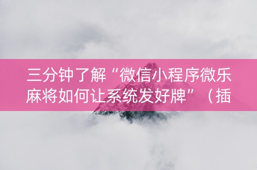 三分钟了解“微信小程序微乐麻将如何让系统发好牌”（插件可信吗)