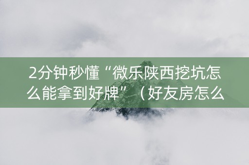 2分钟秒懂“微乐陕西挖坑怎么能拿到好牌”（好友房怎么才能赢)