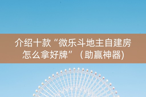 介绍十款“微乐斗地主自建房怎么拿好牌”（助赢神器)