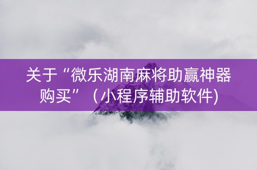 关于“微乐湖南麻将助赢神器购买”（小程序辅助软件)