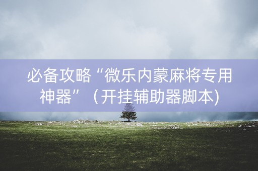 必备攻略“微乐内蒙麻将专用神器”（开挂辅助器脚本)