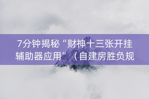 7分钟揭秘“财神十三张开挂辅助器应用”（自建房胜负规律)