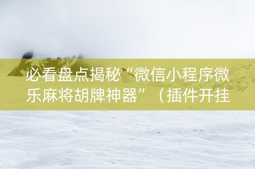 必看盘点揭秘“微信小程序微乐麻将胡牌神器”（插件开挂免费AI)
