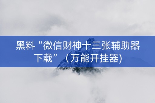 黑料“微信财神十三张辅助器下载”（万能开挂器)