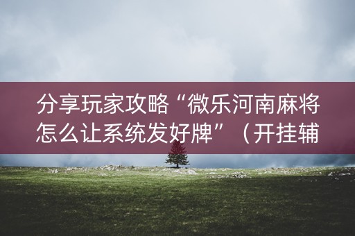 分享玩家攻略“微乐河南麻将怎么让系统发好牌”（开挂辅助插件)