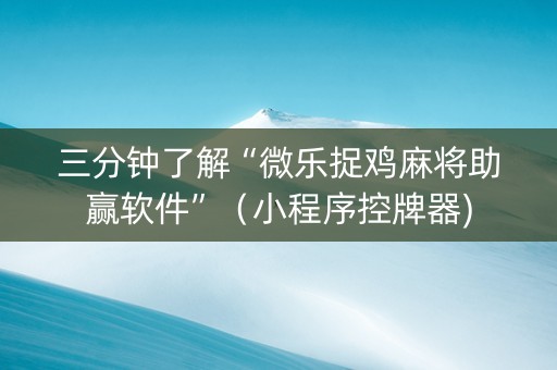 三分钟了解“微乐捉鸡麻将助赢软件”（小程序控牌器)