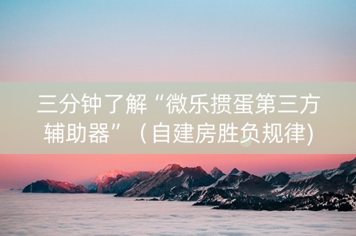 三分钟了解“微乐掼蛋第三方辅助器”（自建房胜负规律)