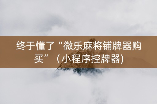 终于懂了“微乐麻将铺牌器购买”（小程序控牌器)