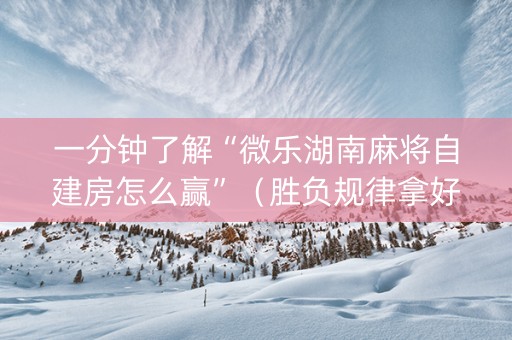 一分钟了解“微乐湖南麻将自建房怎么赢”（胜负规律拿好牌)