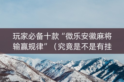 玩家必备十款“微乐安徽麻将输赢规律”（究竟是不是有挂)