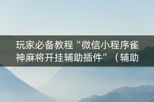 玩家必备教程“微信小程序雀神麻将开挂辅助插件”（辅助器插件)