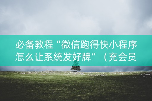 必备教程“微信跑得快小程序怎么让系统发好牌”（充会员胜率高)