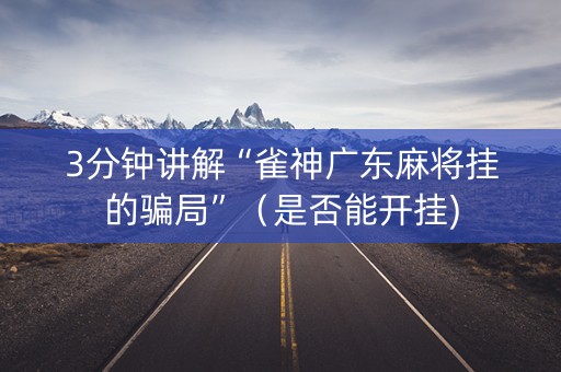 3分钟讲解“雀神广东麻将挂的骗局”（是否能开挂)