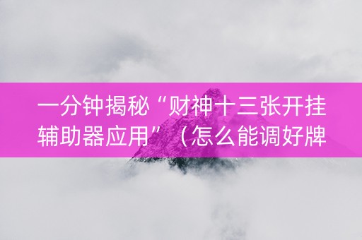 一分钟揭秘“财神十三张开挂辅助器应用”（怎么能调好牌)