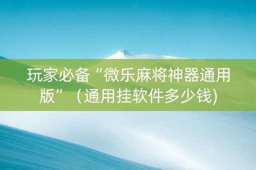 玩家必备“微乐麻将神器通用版”（通用挂软件多少钱)
