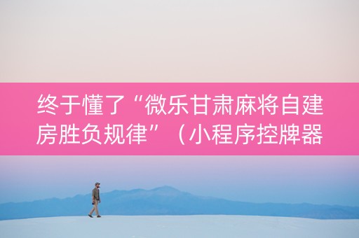 终于懂了“微乐甘肃麻将自建房胜负规律”（小程序控牌器)