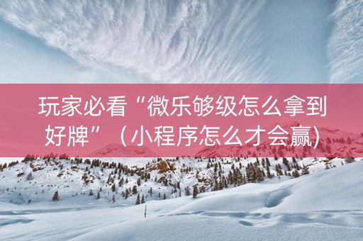 玩家必看“微乐够级怎么拿到好牌”（小程序怎么才会赢)