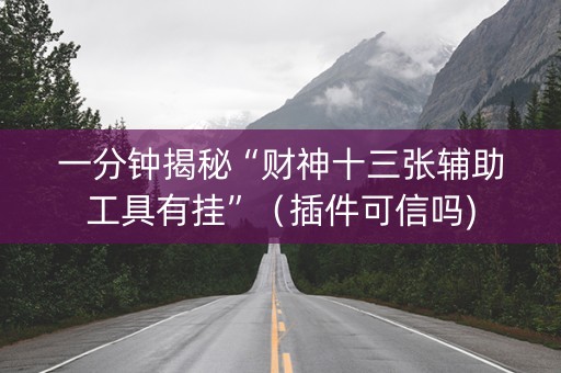 一分钟揭秘“财神十三张辅助工具有挂”（插件可信吗)
