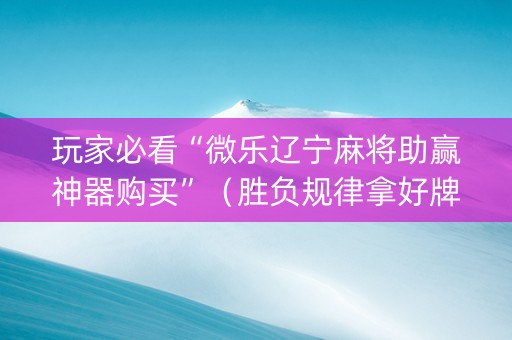 玩家必看“微乐辽宁麻将助赢神器购买”（胜负规律拿好牌)