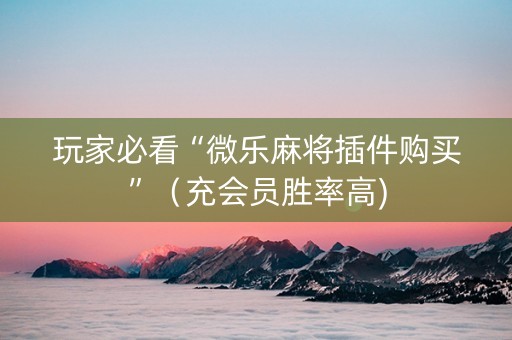 玩家必看“微乐麻将插件购买”（充会员胜率高)