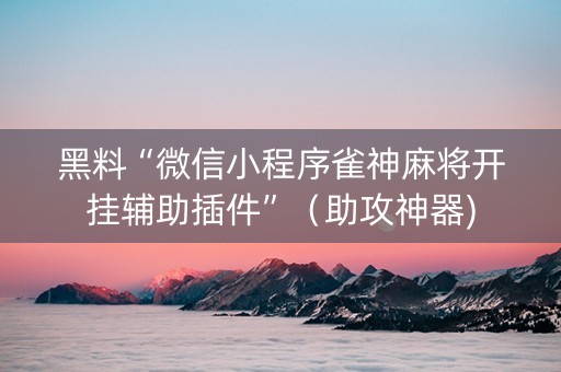 黑料“微信小程序雀神麻将开挂辅助插件”（助攻神器)