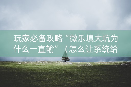玩家必备攻略“微乐填大坑为什么一直输”（怎么让系统给你发好牌)