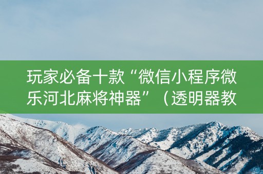 玩家必备十款“微信小程序微乐河北麻将神器”（透明器教程)