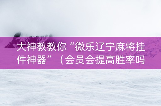 大神教教你“微乐辽宁麻将挂件神器”（会员会提高胜率吗)