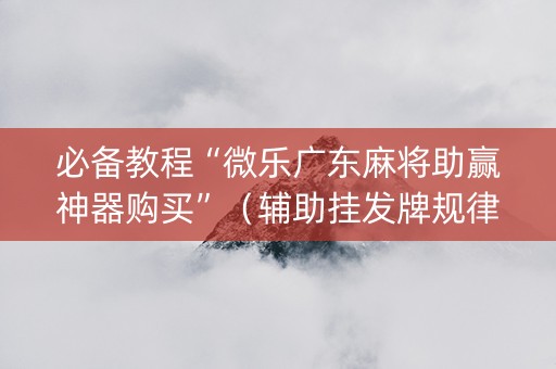 必备教程“微乐广东麻将助赢神器购买”（辅助挂发牌规律)