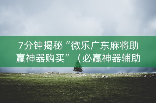 7分钟揭秘“微乐广东麻将助赢神器购买”（必赢神器辅助器)