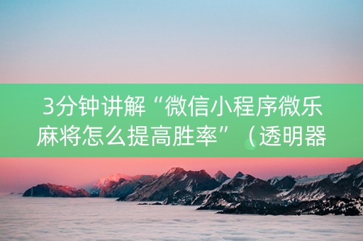 3分钟讲解“微信小程序微乐麻将怎么提高胜率”（透明器教程)