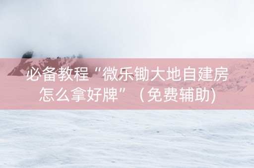 必备教程“微乐锄大地自建房怎么拿好牌”（免费辅助)