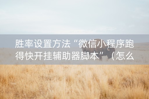 胜率设置方法“微信小程序跑得快开挂辅助器脚本”（怎么提高胜率)