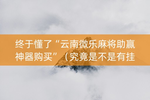 终于懂了“云南微乐麻将助赢神器购买”（究竟是不是有挂)