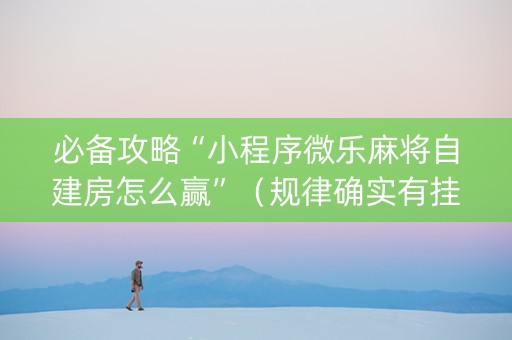 必备攻略“小程序微乐麻将自建房怎么赢”（规律确实有挂)