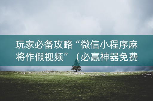 玩家必备攻略“微信小程序麻将作假视频”（必赢神器免费安装)