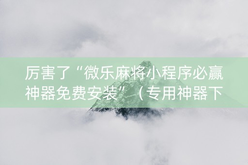 厉害了“微乐麻将小程序必赢神器免费安装”（专用神器下载)