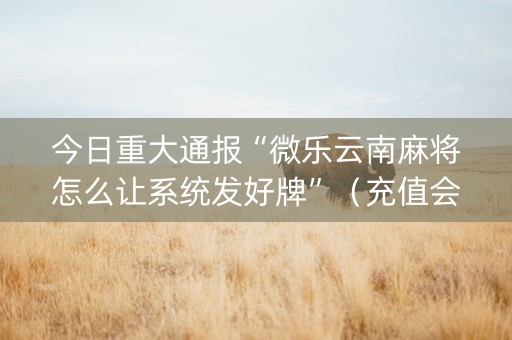 今日重大通报“微乐云南麻将怎么让系统发好牌”（充值会提高胜率么)
