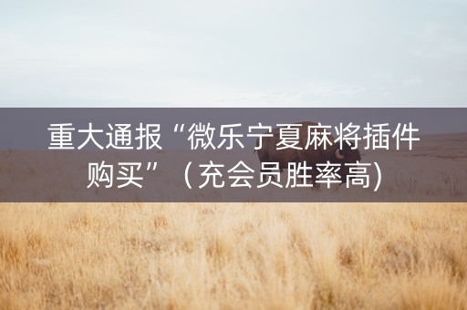 重大通报“微乐宁夏麻将插件购买”（充会员胜率高)